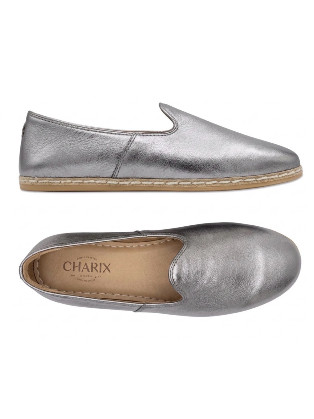 Charix Artisan Handmade Leather Loafer European Eco Preppy Quiet Luxury Silver